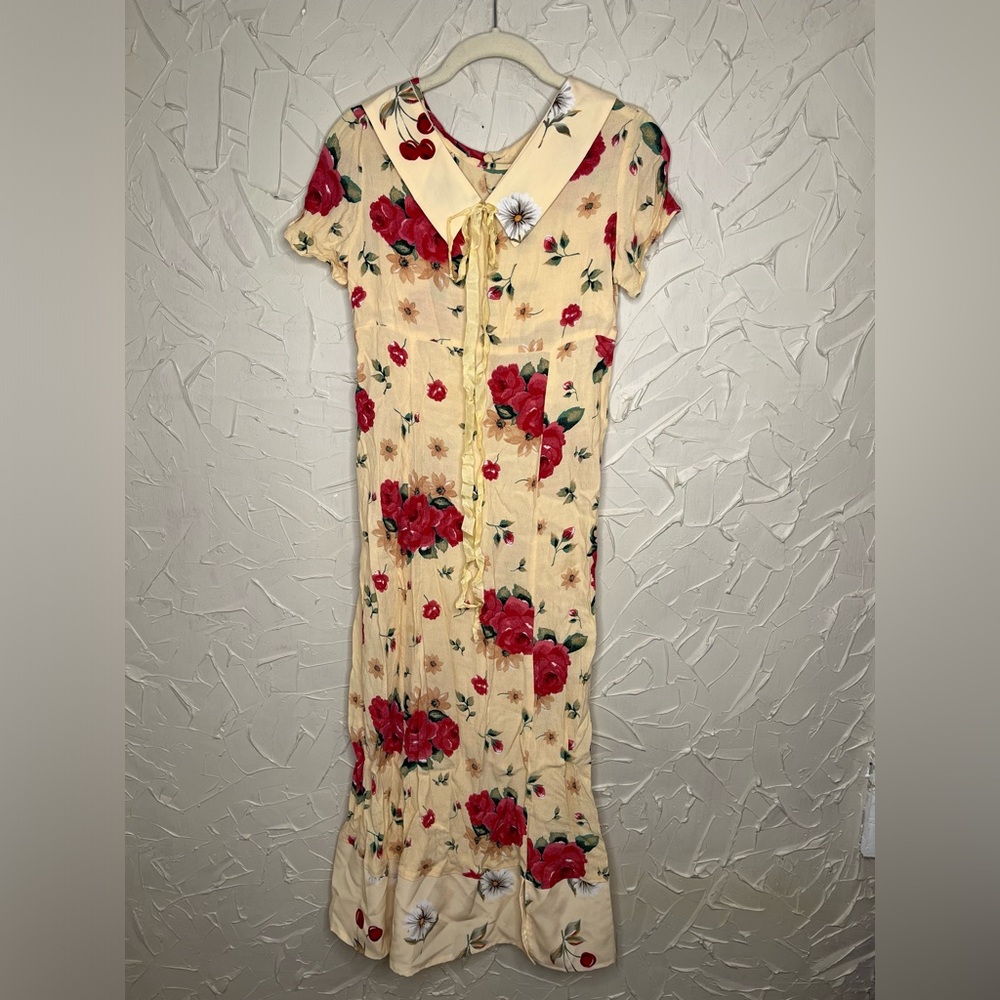 Vintage Cherry & Floral Dress Small